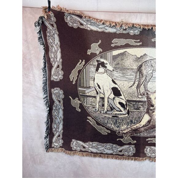 Vintage 1990s Greyhound Tapestry Blanket - Picture 2 of 7